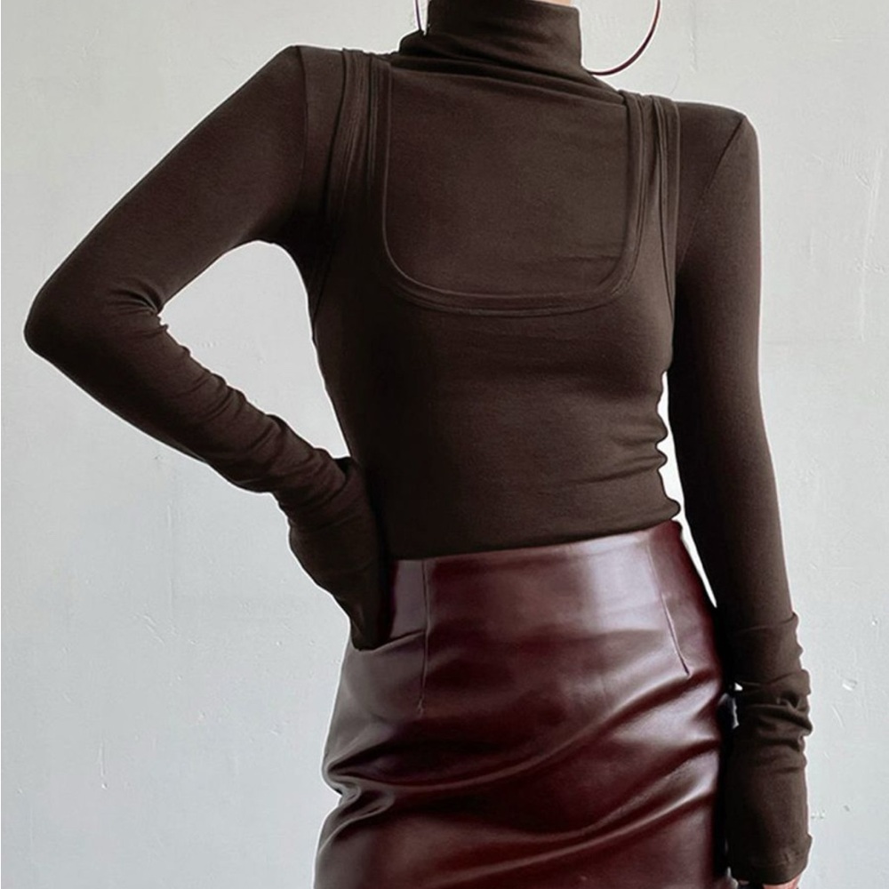 2 in 1 Mock Neck Jersey Top